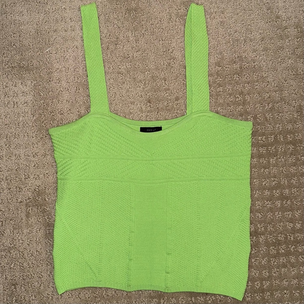 Debut Boutique Green Knit Tank Top Size Small/Medium
